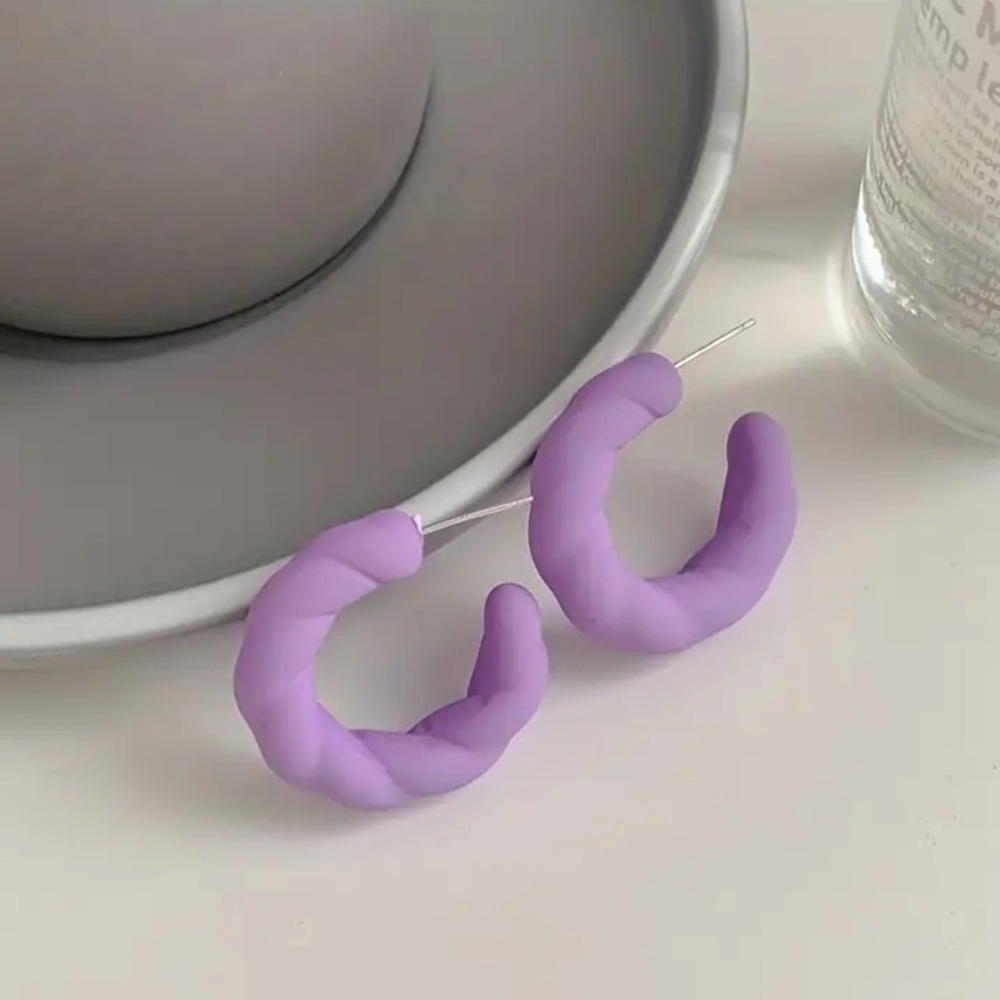 Purple Twisted Hoop Earrings